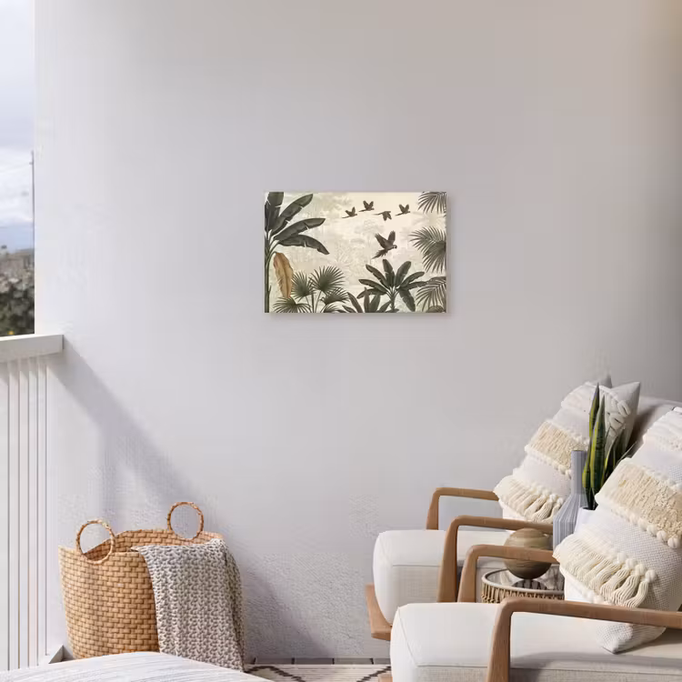 Papagaaien - Jungle - Tropisch - Green Tuinposter op houten frame 2 cm dik klein -sfeer1