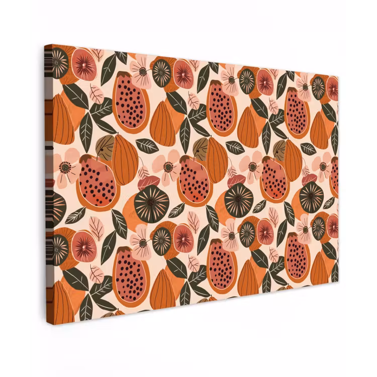 Papaja - Bloesem - Oranje Tuinposter op houten frame 2 cm dik klein 845 -3d