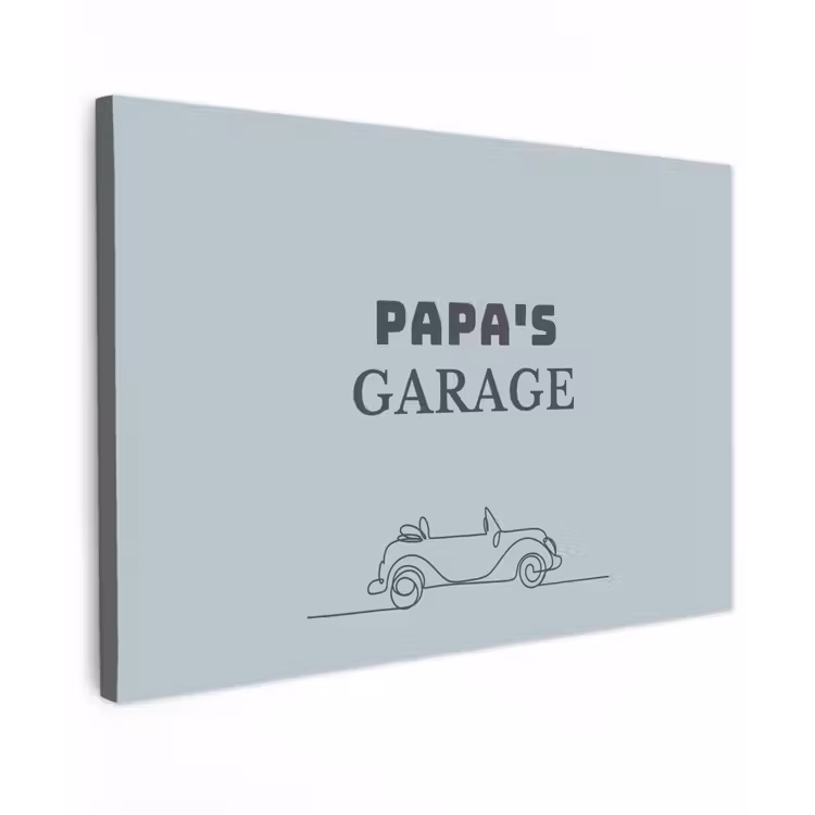 Papa's Garage met auto Tuinposter op houten frame 2 cm dik klein -3d