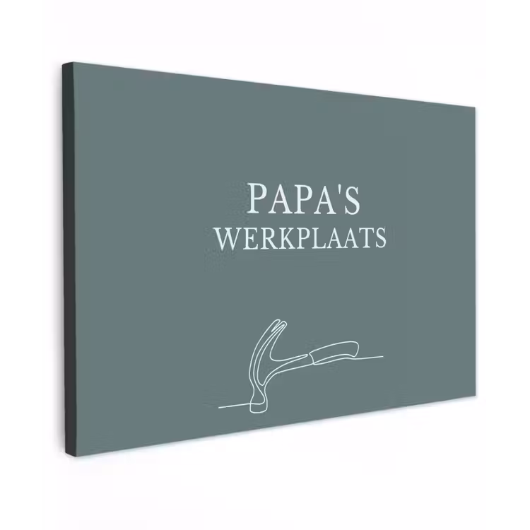 Papa's Werkplaats Tuinposter op houten frame 2 cm dik klein -3d