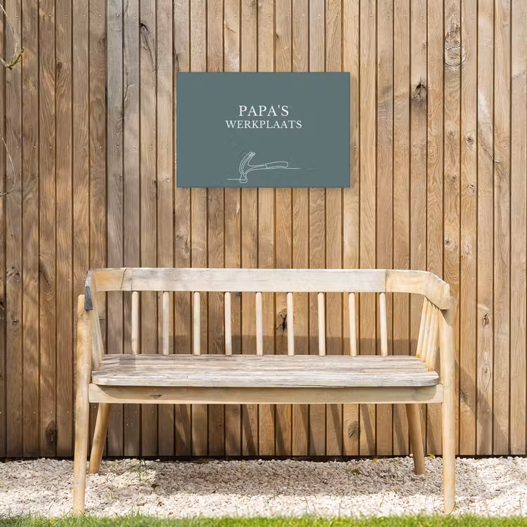 Papa's Werkplaats Tuinposter op houten frame 2 cm dik klein -sfeer4