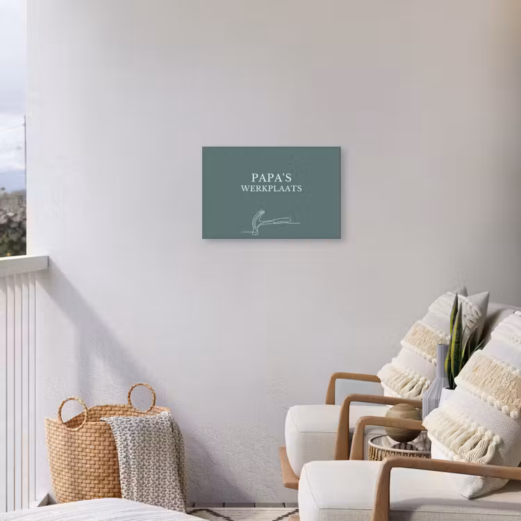 Papa's Werkplaats Tuinposter op houten frame 2 cm dik klein -sfeer1