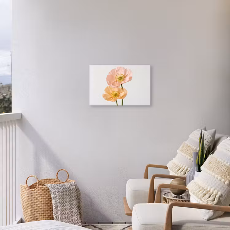 Papavers - Botanisch - Roze Tuinposter op houten frame 2 cm dik klein -sfeer1