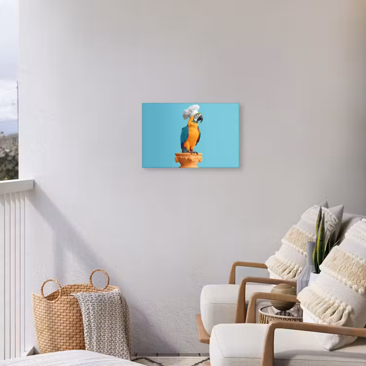 Papegaai - Koksmuts - Grappig - Vogel Tuinposter op houten frame 2 cm dik klein -sfeer1