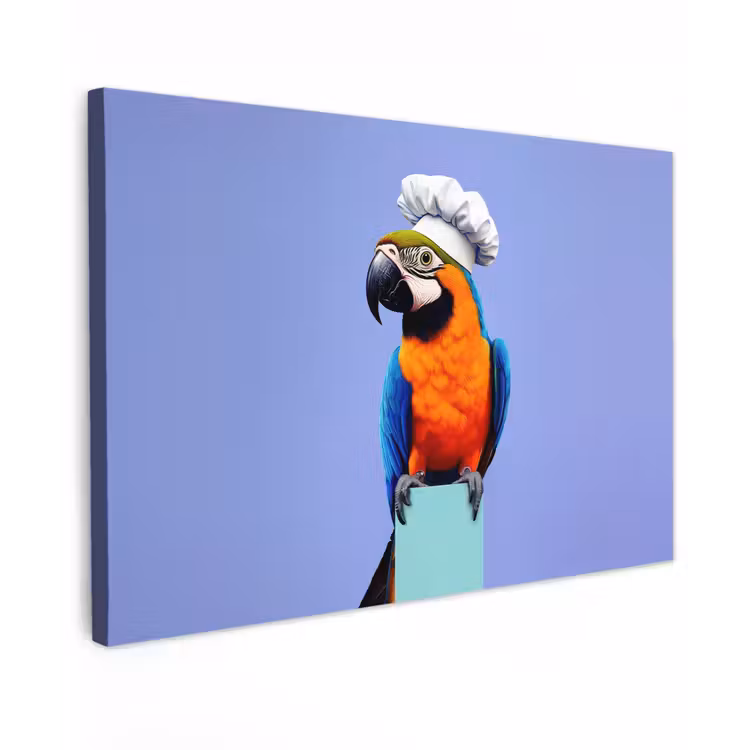 Papegaai - Koksmuts - Vogel - Leuk Tuinposter op houten frame 2 cm dik klein -3d