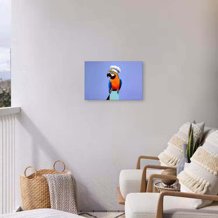 Papegaai - Koksmuts - Vogel - Leuk Tuinposter op houten frame 2 cm dik klein -sfeer1