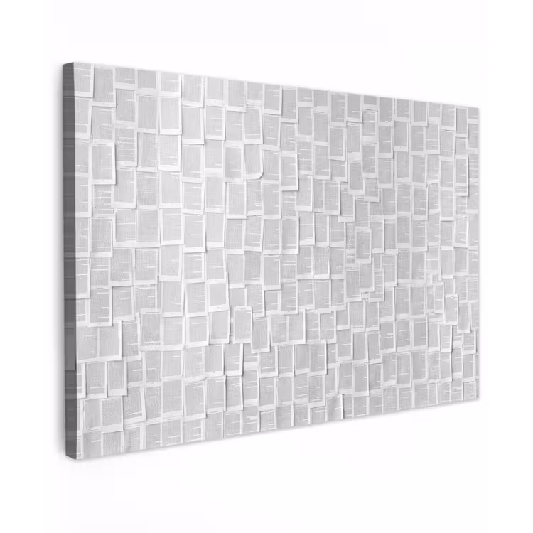 Papier - Overlappend - Textuur - Modern - Wit Tuinposter op houten frame 2 cm dik klein -3d