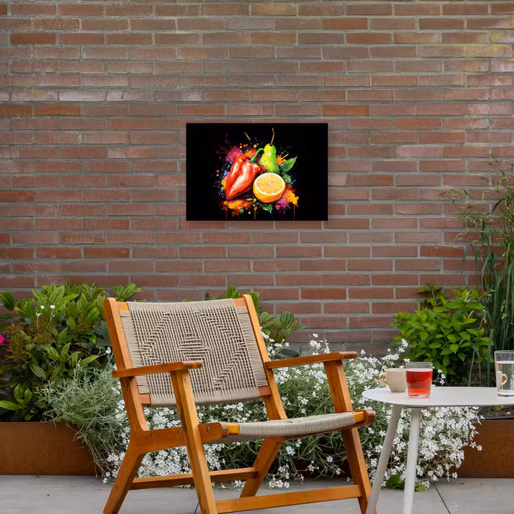 Paprika - Peer - Citroen - Graffiti - Verf - Abstract Tuinposter op houten frame 2 cm dik klein -sfeer3