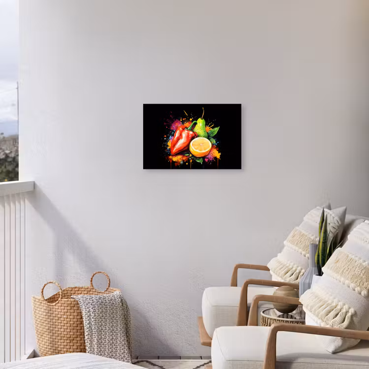 Paprika - Peer - Citroen - Graffiti - Verf - Abstract Tuinposter op houten frame 2 cm dik klein -sfeer1