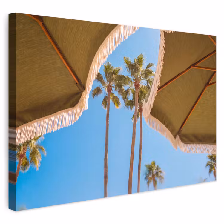 Parasol - Groen - Franjes - Zomer - Tropisch Tuinposter op houten frame 2 cm dik klein -3d