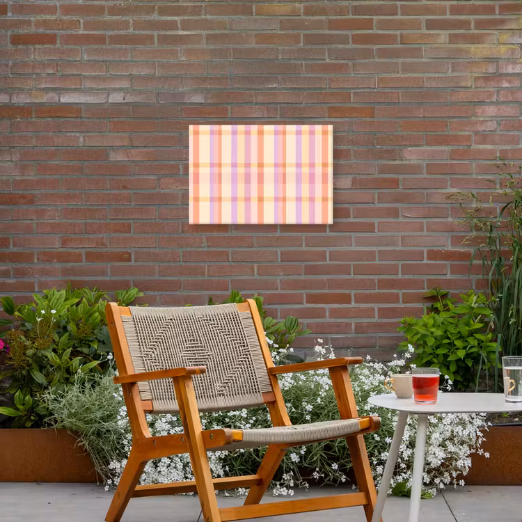 Pastel - uitpatroon - Geometrisch Tuinposter op houten frame 2 cm dik klein 845 -sfeer3