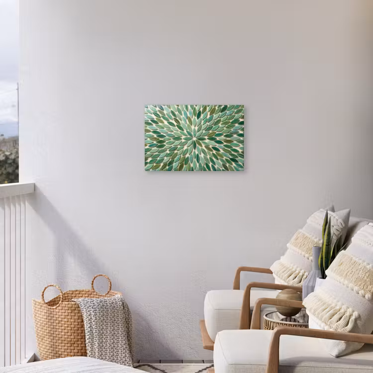 Patroon - Blad - Groen - Abstract Tuinposter op houten frame 2 cm dik klein -sfeer1
