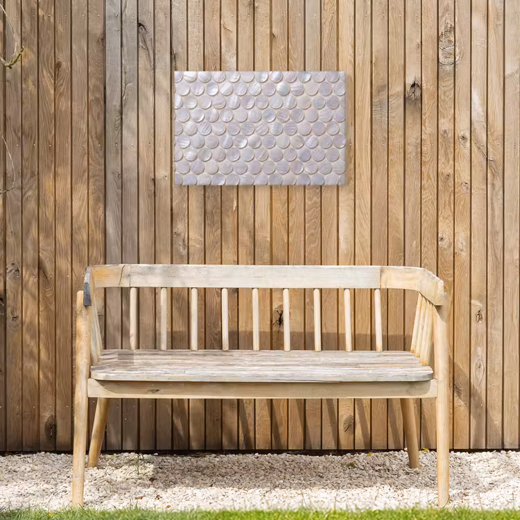 Patroon - Cirkels - Abstract - Modern - Wit Tuinposter op houten frame 2 cm dik klein -sfeer4