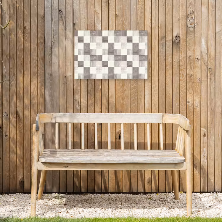 Patroon - Dambord - Houtnerf Tuinposter op houten frame 2 cm dik klein 845 -sfeer4