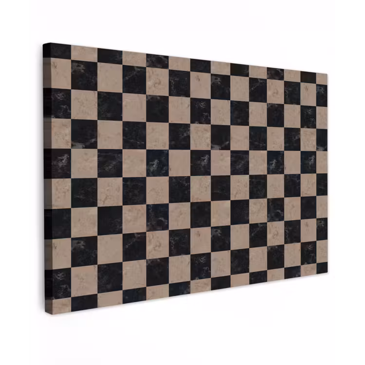 Patroon - Dambord - Marmer Tuinposter op houten frame 2 cm dik klein 845 -3d