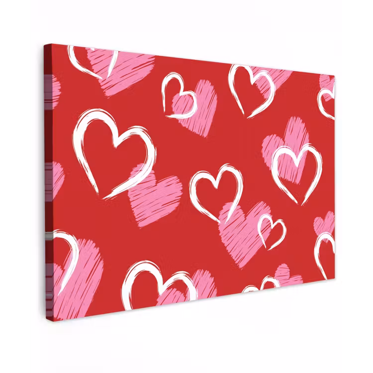 Patroon - Hartjes - Roze - Valentijn Tuinposter op houten frame 2 cm dik klein -3d