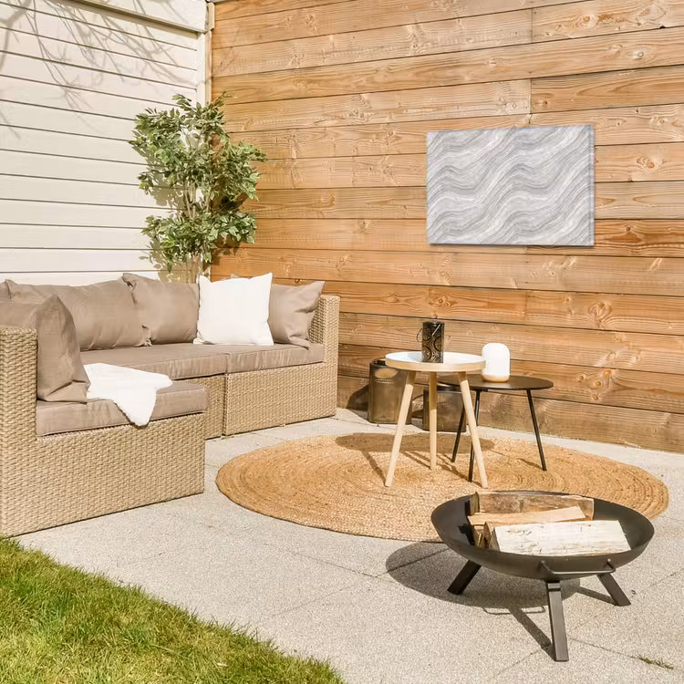 Patroon - Helder - Wit - Grijs Tuinposter op houten frame 2 cm dik klein 845 -sfeer2