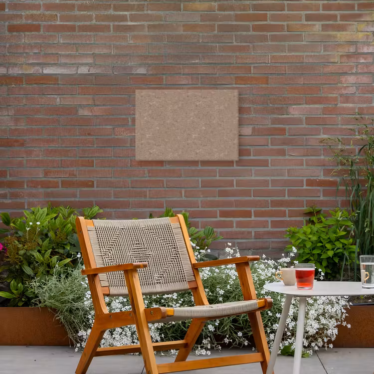 Patroon - Kalksteen - Beige Tuinposter op houten frame 2 cm dik klein 845 -sfeer3