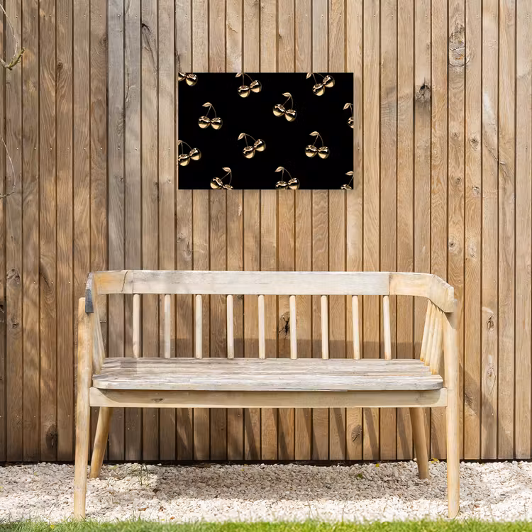 Patroon - Kersen - Goud - Chrome Tuinposter op houten frame 2 cm dik klein -sfeer4