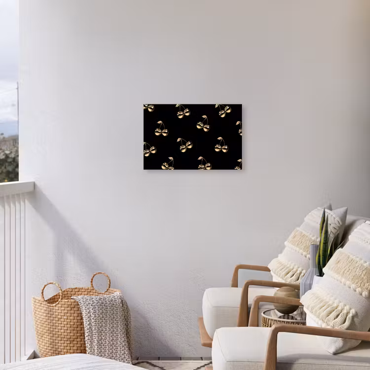 Patroon - Kersen - Goud - Chrome Tuinposter op houten frame 2 cm dik klein -sfeer1
