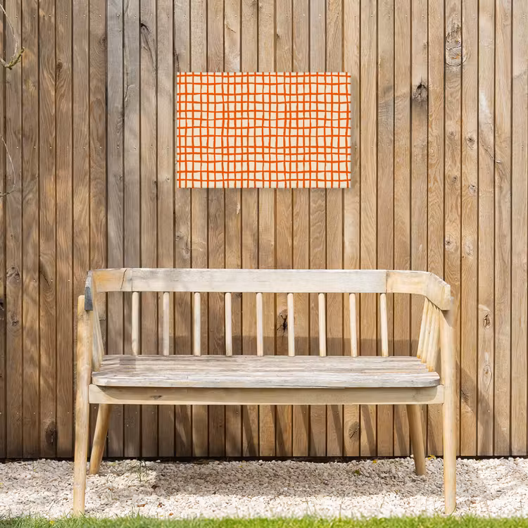 Patroon - Lijnen - Oranje Tuinposter op houten frame 2 cm dik klein 845 -sfeer4