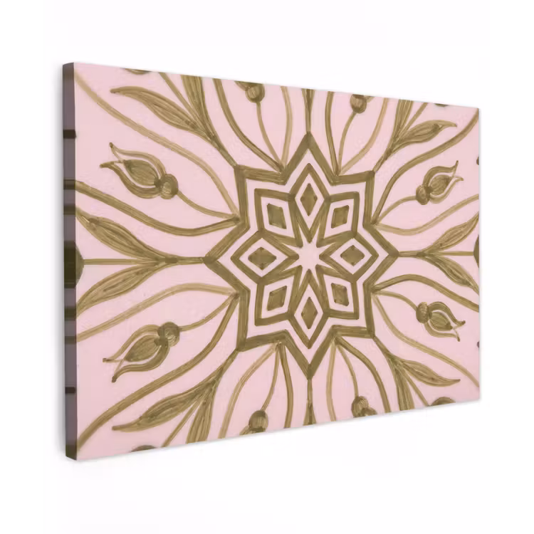 Patroon - Mandala - Decoratie - Abstract - Groen Tuinposter op houten frame 2 cm dik klein -3d