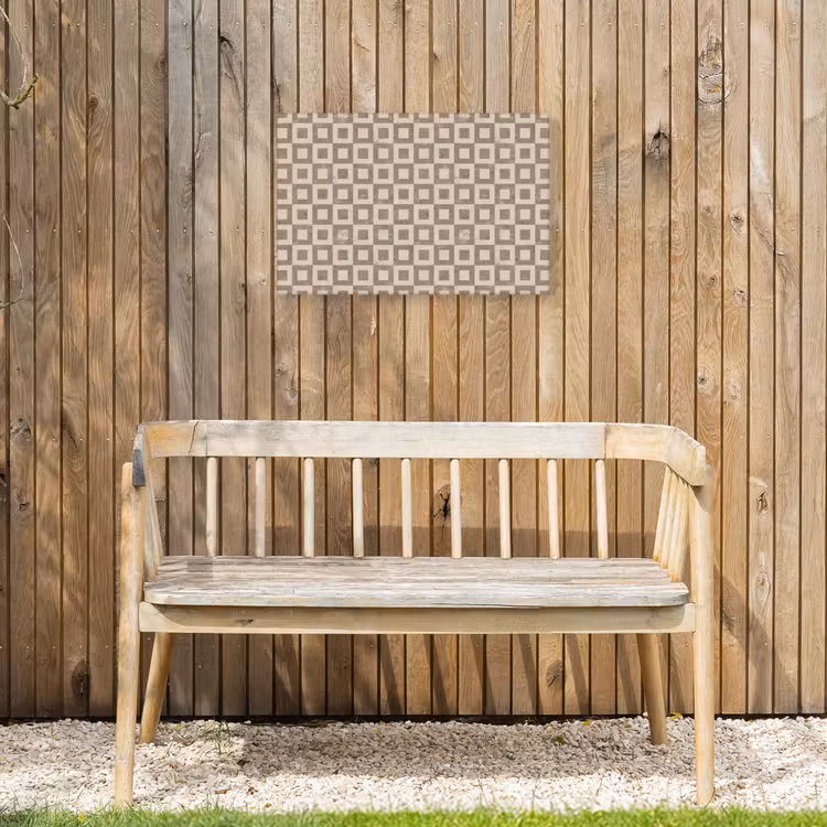 Patroon - Marmer - Beige Tuinposter op houten frame 2 cm dik klein 845 -sfeer4
