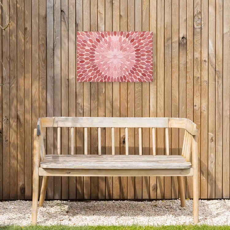 Patroon - Mozaïek - Ovaal - Abstract - Roze Tuinposter op houten frame 2 cm dik klein -sfeer4