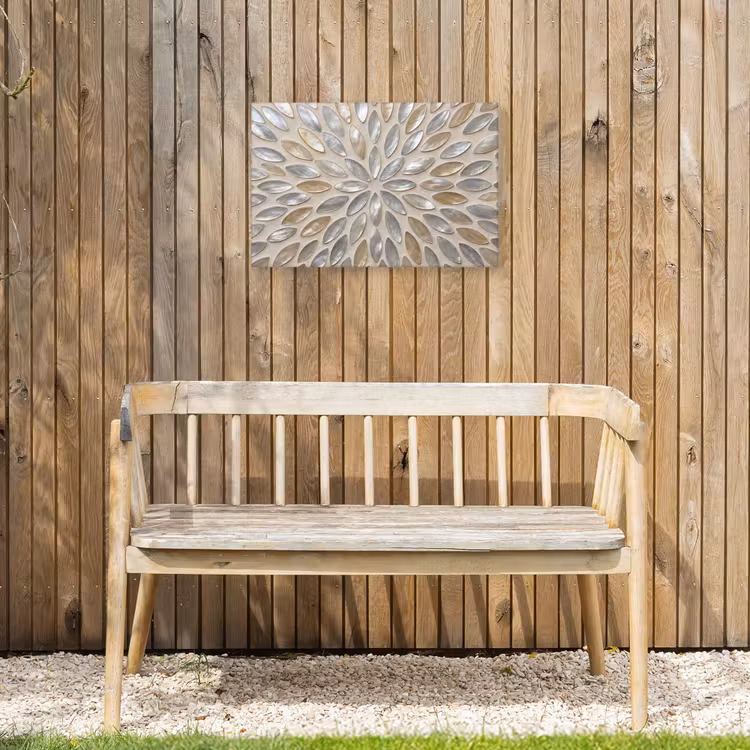 Patroon - Ovaal - Glanzend - Abstract - Beige Tuinposter op houten frame 2 cm dik klein -sfeer4
