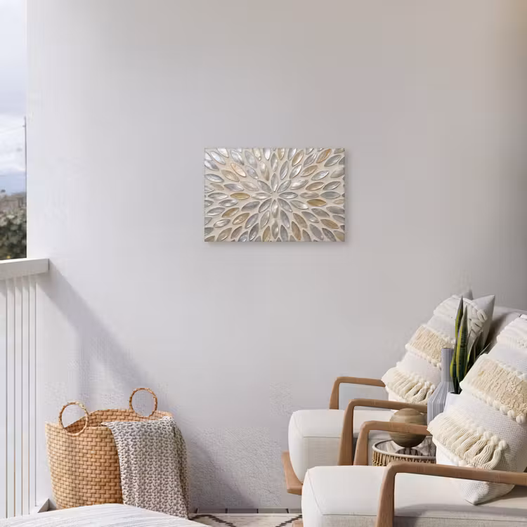 Patroon - Ovaal - Glanzend - Abstract - Beige Tuinposter op houten frame 2 cm dik klein -sfeer1