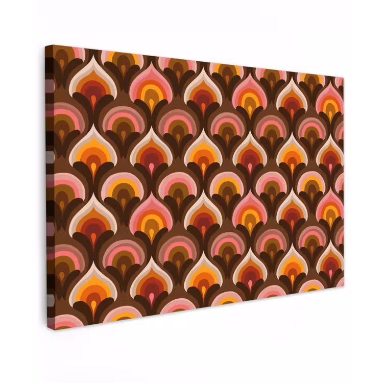 Patroon - Retro - Kleurrijk Tuinposter op houten frame 2 cm dik klein 845 -3d