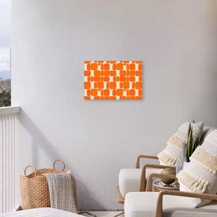 Patroon - Retro - Oranje Tuinposter op houten frame 2 cm dik klein 845 -sfeer1