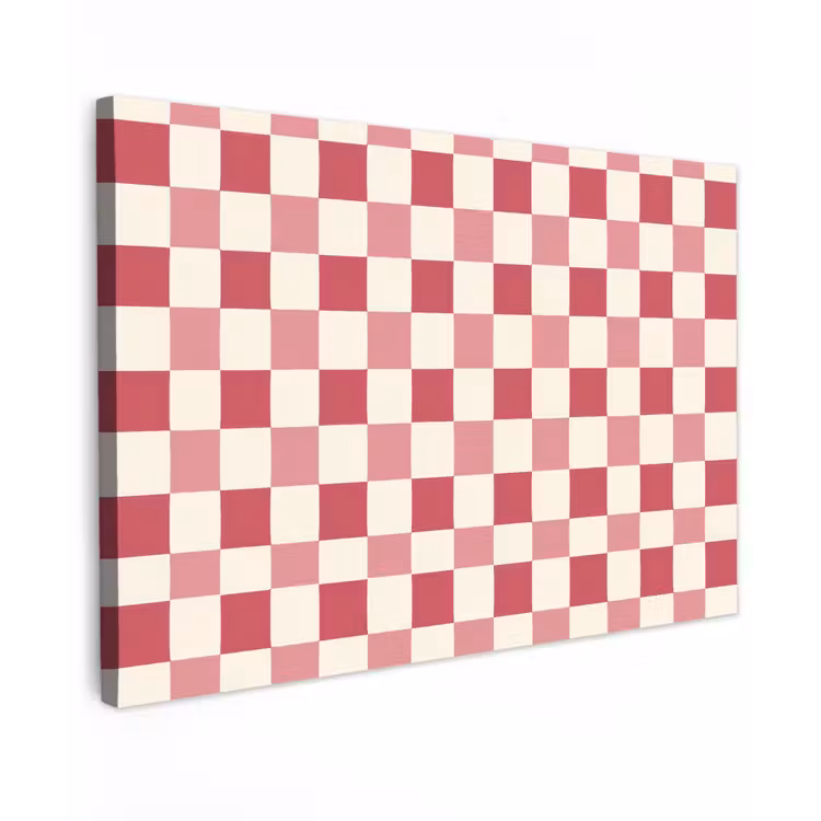 Patroon - Schaak - Roze Tuinposter op houten frame 2 cm dik klein 845 -3d