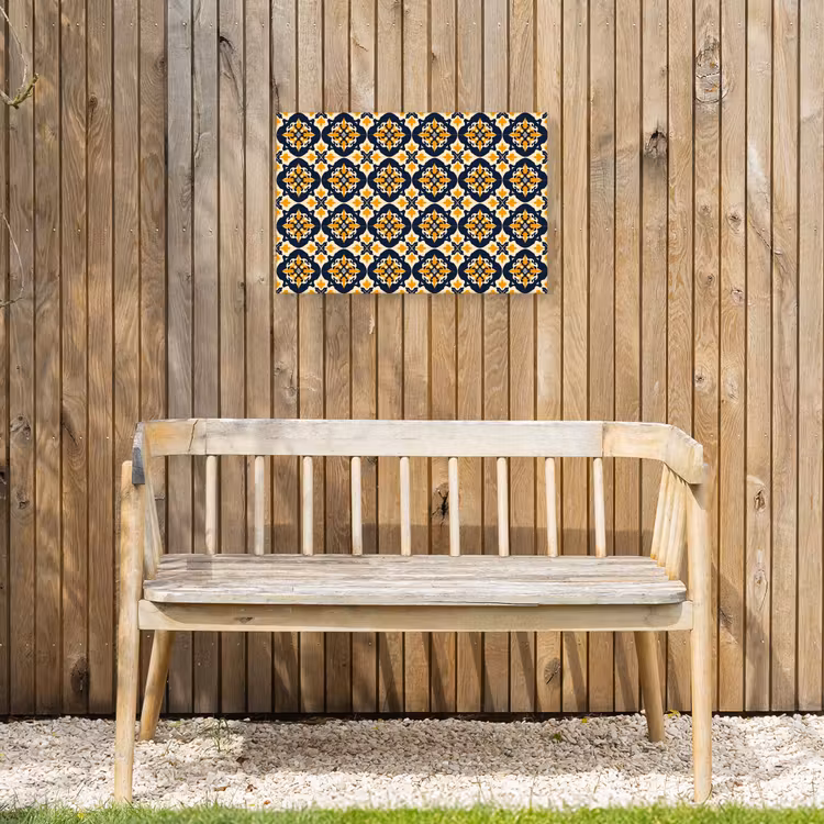 Patroon - Siertegel - Kleurrijk Tuinposter op houten frame 2 cm dik klein 845 -sfeer4