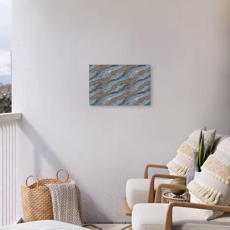 Patroon - Steen - Blauw Tuinposter op houten frame 2 cm dik klein 845 -sfeer1