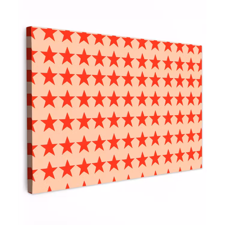Patroon - Sterren - Rood Tuinposter op houten frame 2 cm dik klein 845 -3d