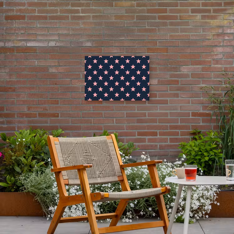 Patroon - Sterren - Roze Tuinposter op houten frame 2 cm dik klein 845 -sfeer3