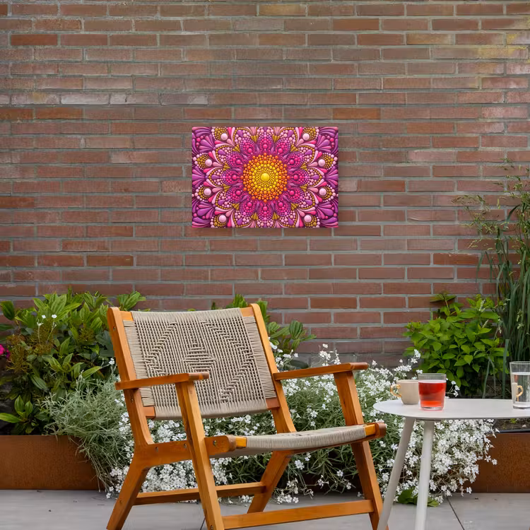 Patroon - Stippen - Abstract - Kleurrijk Tuinposter op houten frame 2 cm dik klein -sfeer3