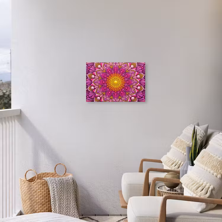 Patroon - Stippen - Abstract - Kleurrijk Tuinposter op houten frame 2 cm dik klein -sfeer1