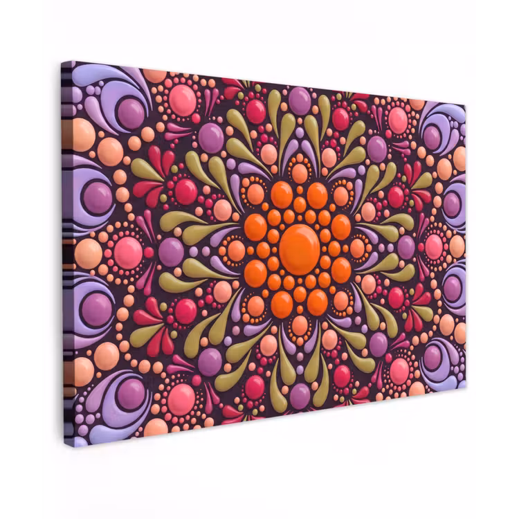 Patroon - Stippen - Abstract - Modern - Kleurrijk Tuinposter op houten frame 2 cm dik klein -3d