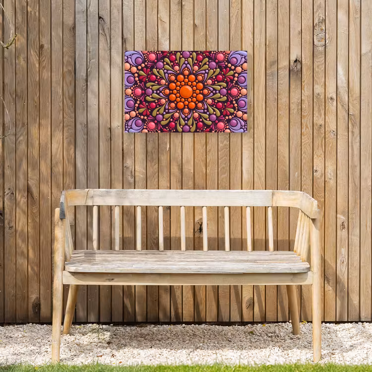 Patroon - Stippen - Abstract - Modern - Kleurrijk Tuinposter op houten frame 2 cm dik klein -sfeer4