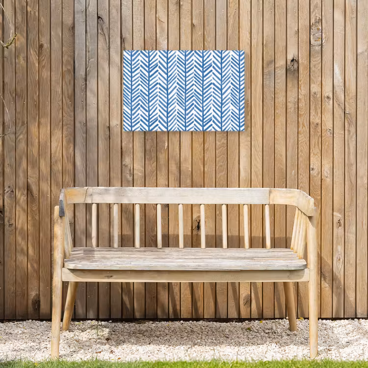 Patroon - Streep - Blauw Tuinposter op houten frame 2 cm dik klein 845 -sfeer4