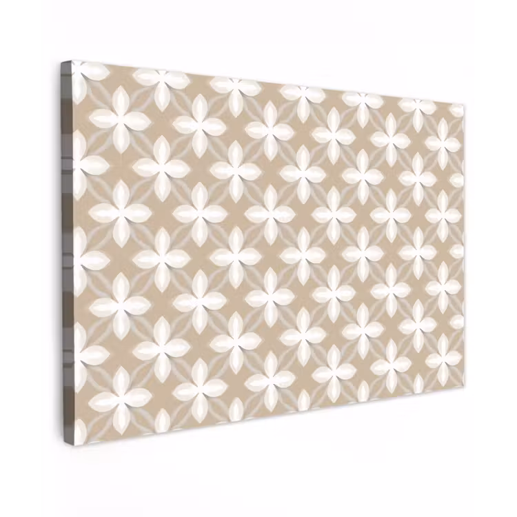 Patroon - Symmetrisch - Beige Tuinposter op houten frame 2 cm dik klein 845 -3d