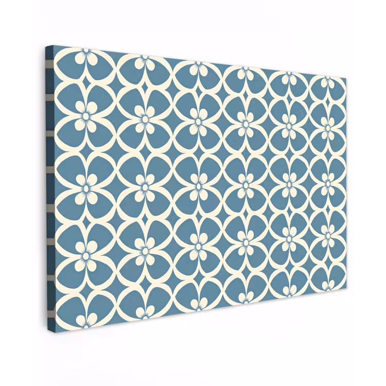 Patroon - Symmetrisch - Blauw Tuinposter op houten frame 2 cm dik klein 845 -3d