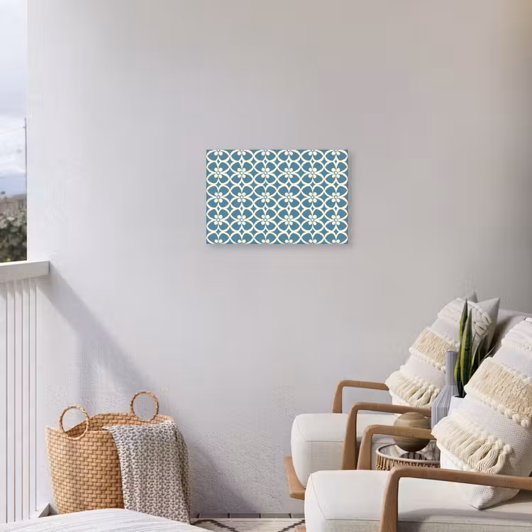 Patroon - Symmetrisch - Blauw Tuinposter op houten frame 2 cm dik klein 845 -sfeer1