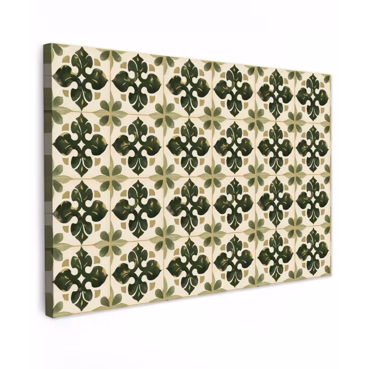 Patroon - Tegel - Groen Tuinposter op houten frame 2 cm dik klein 845 -3d