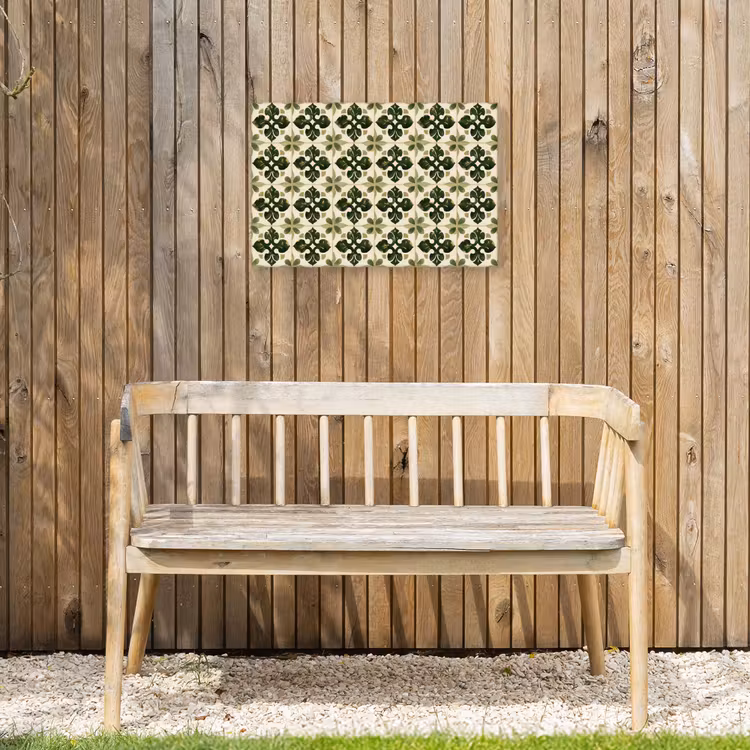 Patroon - Tegel - Groen Tuinposter op houten frame 2 cm dik klein 845 -sfeer4
