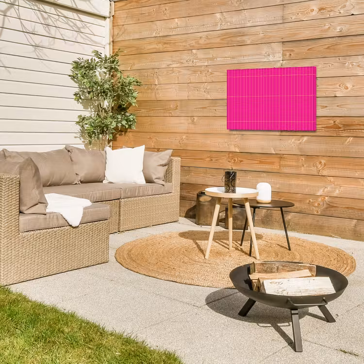 Patroon - Tegel - Magenta - Roze Tuinposter op houten frame 2 cm dik klein 845 -sfeer2