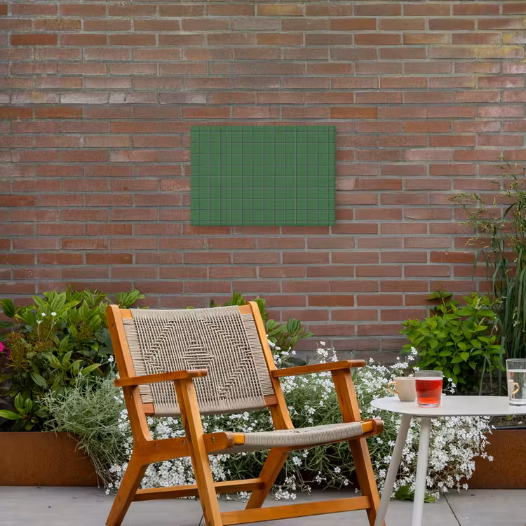 Patroon - Tegels - Groen Tuinposter op houten frame 2 cm dik klein 845 -sfeer3