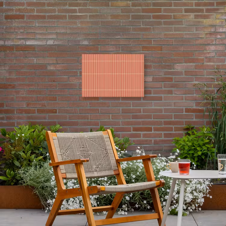 Patroon - Tegels - Terracotta Tuinposter op houten frame 2 cm dik klein 845 -sfeer3